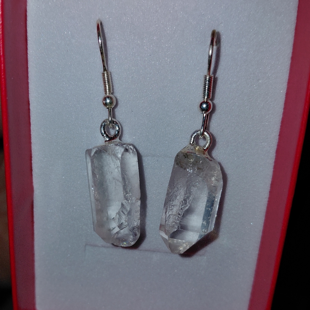 Clear Crystal Quartz Drop Earrings
